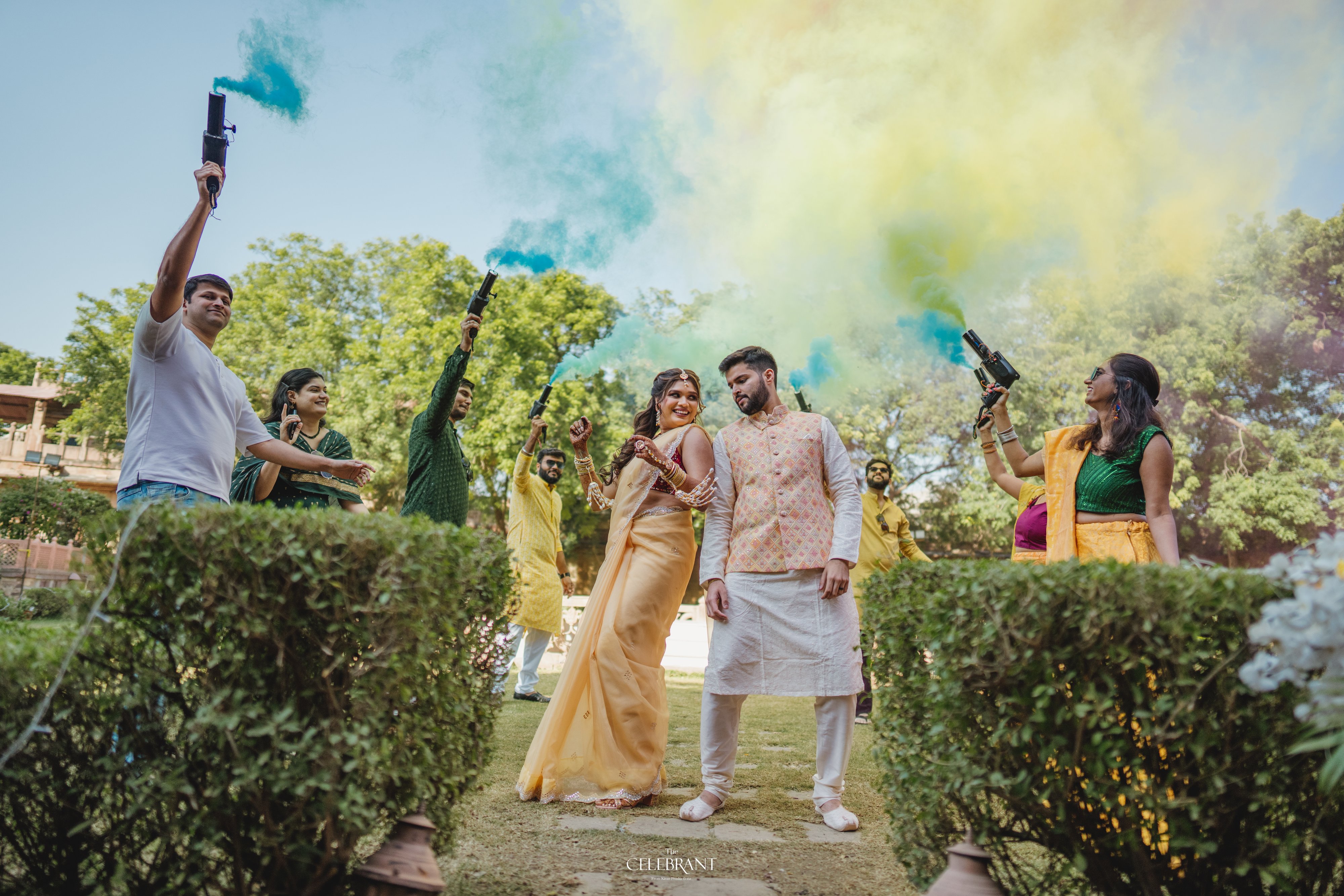 Anuroopa & Vishal Destination Wedding Haldi at Chanwa Fort, Jodhpur - custom styling by Saaj Weddings